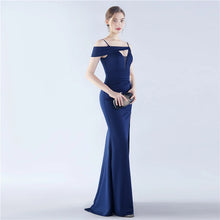 Load image into Gallery viewer, Marie Lou Satin Mermaid Slit Maxi Dress
