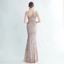 Load image into Gallery viewer, Ivy Carter Sequin One Shoulder Slit Maxi Dress
