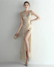 Load image into Gallery viewer, Reagan Mary Sequin Slit Maxi Dress
