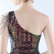 Load image into Gallery viewer, Maria Iris Beaded Sequin One Shoulder Mermaid Maxi Dress
