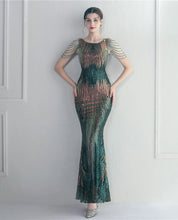 Load image into Gallery viewer, Keylani Sequin Beaded Mermaid Maxi Dress
