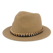 Load image into Gallery viewer, Valeria Straw Chain Panama Hat
