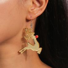 Load image into Gallery viewer, Goldie Rudolph Christmas Earrings
