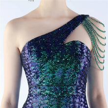 Load image into Gallery viewer, Maria Iris Beaded Sequin One Shoulder Mermaid Maxi Dress
