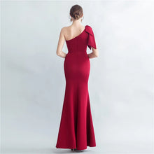 Load image into Gallery viewer, Octavia Tay Satin One Shoulder Slit Maxi Dress
