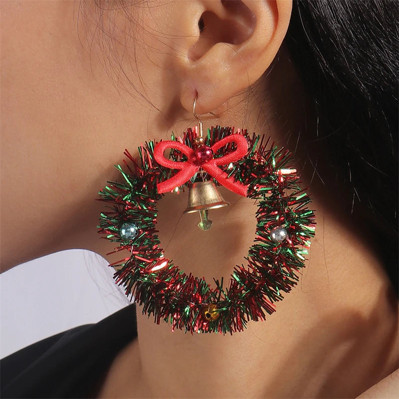 Belle Bow Christmas Wreath Earrings