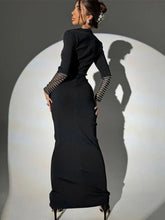 Load image into Gallery viewer, Royal Diamond Sheer Long Sleeve Maxi Dress
